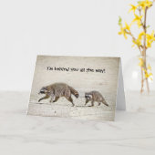 Moeder en de Wasbeer van het Baby Kaart (Gele Bloem)