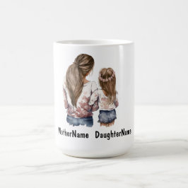 Moeder en dochter aangepaste naam gepersonaliseerd koffiemok