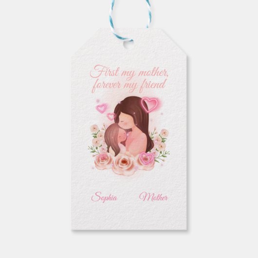 Moeder en dochter, aangepaste namen cadeaulabel (Achterkant)