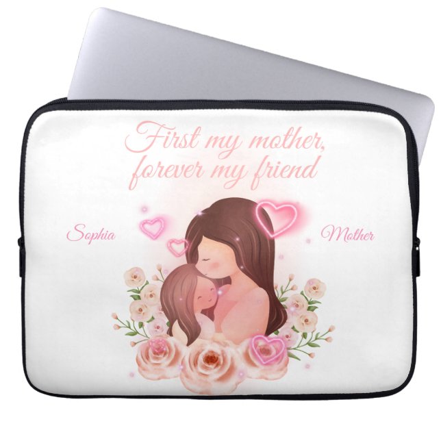 Moeder en dochter, aangepaste namen laptop sleeve (Voorkant)
