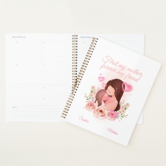Moeder en dochter, aangepaste namen planner (Display)