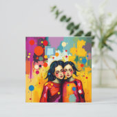 Moeder en dochter Abstracte kunst Moederdag Kaart (Staand voorkant)