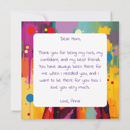 Moeder en dochter Abstracte kunst Moederdag Kaart (Achterkant)