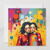 Moeder en dochter Abstracte kunst Moederdag Kaart (Voorkant)