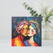 Moeder en dochter abstracte kunst Moederdag Kaart (Staand voorkant)