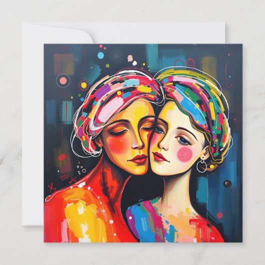 Moeder en dochter abstracte kunst Moederdag Kaart (Voorkant)