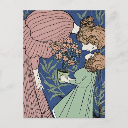 Moeder en dochter - Art Nouveau Briefkaart (Voorkant)