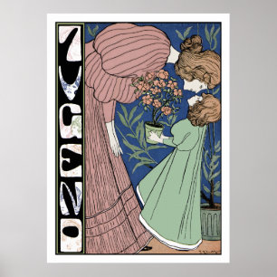 Moeder en dochter - Art Nouveau Poster