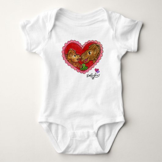 Moeder en dochter baby dinosaurus body romper (Voorkant)