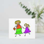 Moeder en dochter briefkaart (Staand voorkant)