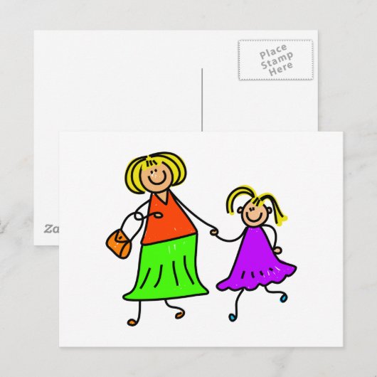 Moeder en dochter briefkaart (Voorkant / Achterkant)
