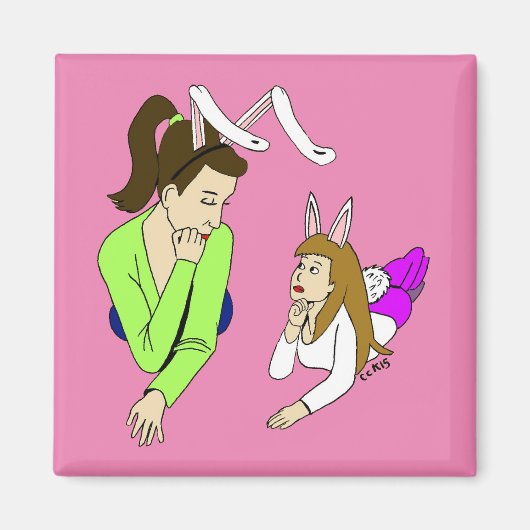 moeder en dochter bunnymeiden magneet (Voorkant)