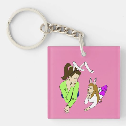 moeder en dochter bunnymeiden sleutelhanger (voorkant)