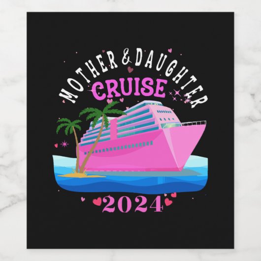Moeder en dochter Cruise 2024 Wijn Etiket (Enkel label)