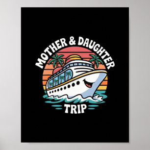 Moeder en dochter cruise trip schip zonsondergang poster