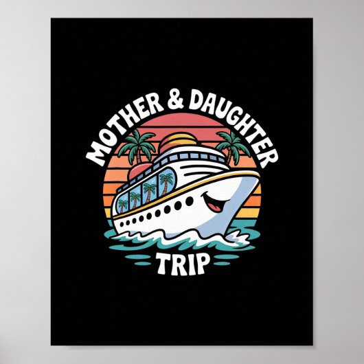 Moeder en dochter cruise trip schip zonsondergang poster (Voorkant)