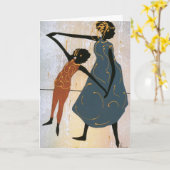 Moeder en dochter dansen Kaart (Gele Bloem)