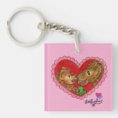 Moeder en dochter dinosaurus roze sleutelhanger (voorkant)