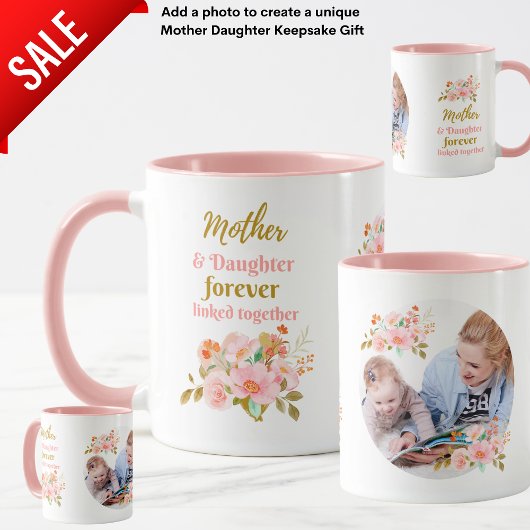 Moeder en Dochter Forever Linked Floral FOTO Mok
