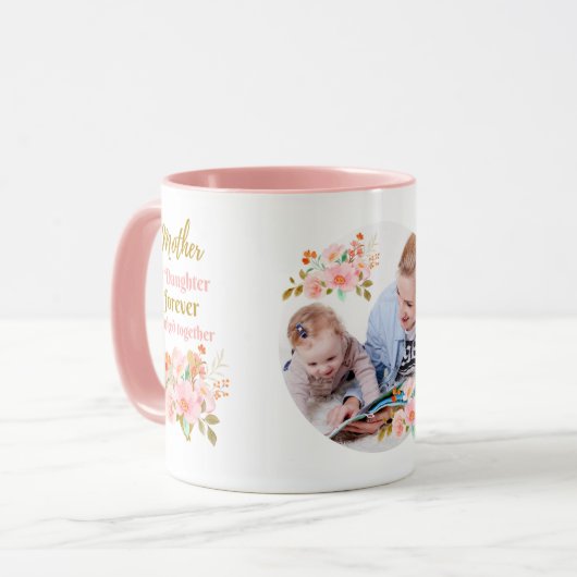 Moeder en Dochter Forever Linked Floral FOTO Mok (Voorkant links)