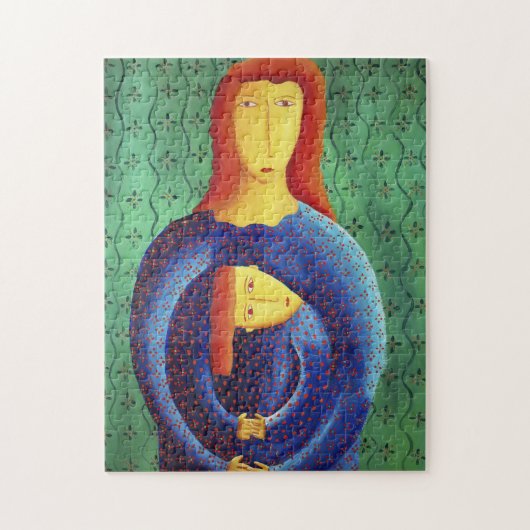 Moeder En Dochter Heden Daagse Kunst Schilderij Legpuzzel (Verticaal)