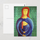 Moeder en dochter hedendaagse kunst schilderen briefkaart (Voorkant / Achterkant)
