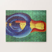 Moeder en dochter hedendaagse kunst schilderen legpuzzel (Horizontaal)