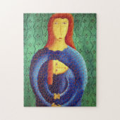 Moeder en dochter hedendaagse kunst schilderen legpuzzel (Verticaal)