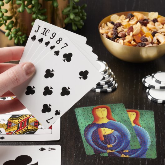 Moeder En Dochter Hedenlands Schilderkunst Pokerkaarten (Insitu)