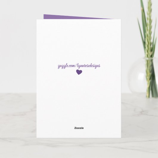 Moeder en dochter houden van je paars en wit kaart (Achterkant)