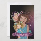 Moeder en dochter illustratie met bloemen feestdagenkaart (Voorkant)