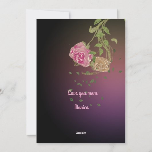 Moeder en dochter illustratie met bloemen feestdagenkaart (Achterkant)