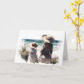 Moeder en dochter in de Seashore Kaart (Gele Bloem)