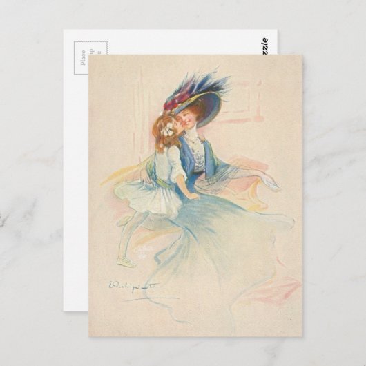 moeder en dochter Kiss Briefkaart (Voorkant / Achterkant)