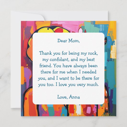 Moeder en dochter kleurrijke kunst Moederdag Kaart (Achterkant)