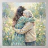 Moeder En Dochter Knuffel Kunstprint Poster (Voorkant)