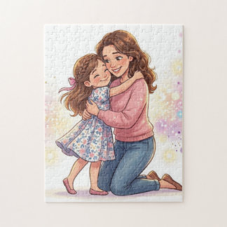 Moeder en dochter knuffel puzzel