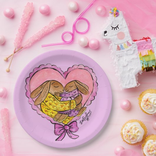 Moeder en Dochter Konijnenfeest Borden Babyshower Papieren Bordje (Feest)