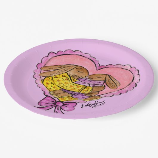 Moeder en Dochter Konijnenfeest Borden Babyshower Papieren Bordje (Gekanteld)