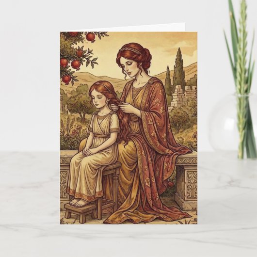 Moeder en dochter kunst wenskaart kaart (Voorkant)