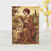 Moeder en dochter kunst wenskaart kaart (Gele Bloem)