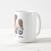 Moeder en dochter, lang haar, aangepaste naam koffiemok (Voorkant rechts)