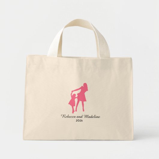Moeder en dochter met jaar mini tote bag (Voorkant)