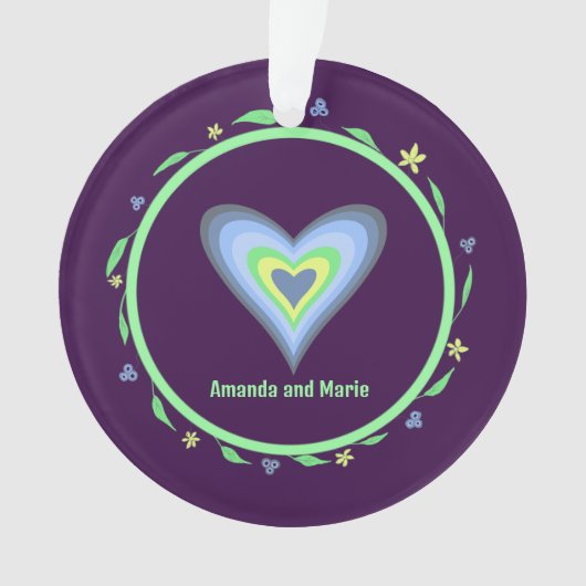 Moeder en dochter Paarse foto hart Ornament (voorkant)