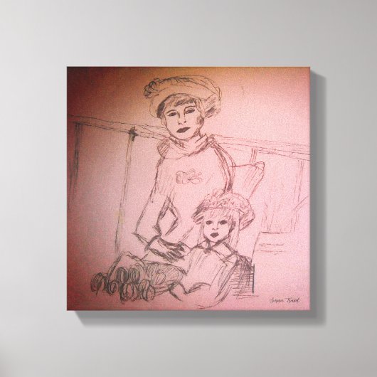 Moeder en dochter portret canvas afdruk (Voorkant)