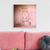 Moeder en dochter portret canvas afdruk (Insitu (Woonkamer))