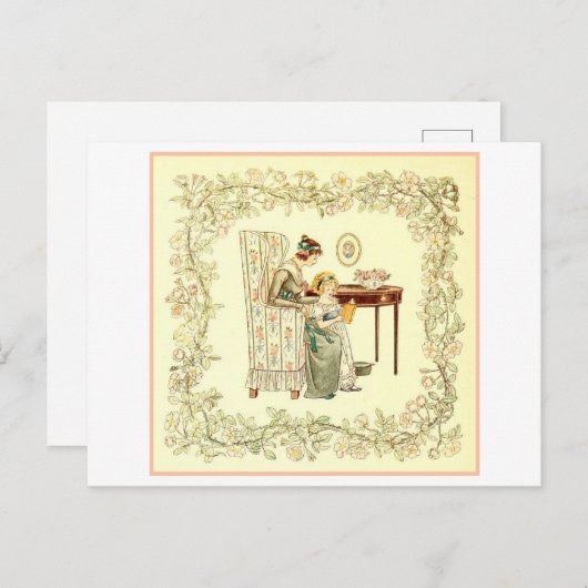 Moeder en dochter Reading Briefkaart (Voorkant / Achterkant)