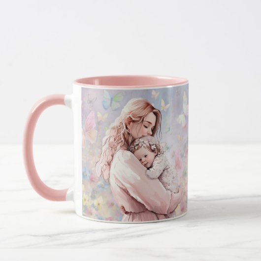 Moeder en dochter roze mok (Links)