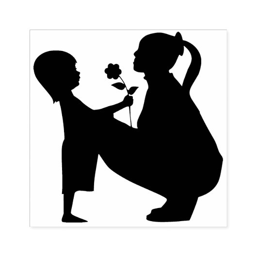 Moeder en Dochter Rubber Stamp Rubberstempel (Afrduk)