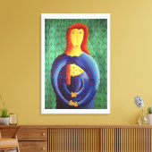 Moeder En Dochter Schilderij Hedendaagse Kunst Canvas Afdruk (Insitu (Woonkamer))